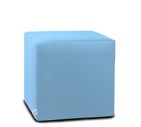 ARKETICOM Dado Pouf Poggiapiedi CUBO Ecopelle Sfoderabile Puff Celeste 35 cm