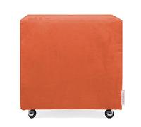 ARKETICOM UILLS Pouf con Ruote Cubo in Microfibra e Poliuretano Puff Sfoderabile Moderno di Design per Ufficio e Salotto Arancione 42 cm