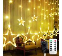 ARKOCHIC Luci per tende a stella, luci di Natale con 8 modalità lampeggianti, 138 LED 12 stelle 6,6 FT impermeabili LED bianco caldo lucine per interni esterni camera da Christmas lights