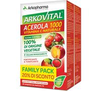 Arkopharma Arkovital - Acerola 1000 Vitamina C Naturale Family Pack, Rosso, 60 C