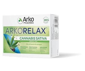 Arkopharma Arkorelax Cannabis Sativa - Integratore Alimentare per lo Stress - Con Rodiola, Eleuterococco, Magnesio, Vitamina B6, Olio di Semi di Canapa - 1 Confezione da 30 Compresse