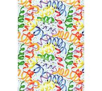 ARKRAFT carta da regalo 3 fogli formato 90 x 65 cm prodotto FSC confezione senza plastica disegno stelle filanti colorate (18-9167)