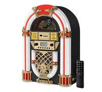 Arkrocket Athena Mini Jukebox/Altoparlante Bluetooth/Radio/USB e lettore di schede SD con sistema di illuminazione a LED retrò (nero)