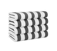 Arkwright Cali Cabana - Telo mare a righe, confezione da 4, in morbido 100% cotone, leggero, ad asciugatura rapida, per piscina, nuoto e vasca idromassaggio, 76,2 x 152,4 cm, grigio