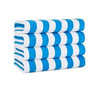 Arkwright California Cabana a Righe Oversize Telo Confezione da 4, Ringspun Cotone Doppio Filo Forza, Perfetto Telo Piscina, Telo Mare, tovagliolo di Bagno (Extra Large 30 x 70 Pollici, Blu)