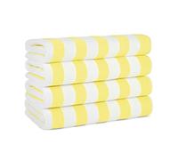 Arkwright California Cabana a Righe Oversize Telo Confezione da 4, Ringspun Cotone Doppio Filo Forza, Perfetto Telo Piscina, tovagliolo di Bagno (Extra Large 30 x 70 Pollici, Colore Giallo)