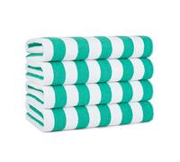 Arkwright California Cabana a Righe Oversize Telo Confezione da 4, Ringspun Cotone Doppio Filo Forza, Perfetto Telo Piscina, Telo Mare, tovagliolo di Bagno (Extra Large 30 x 70 Pollici, Verde)