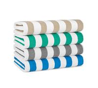 Arkwright - Teli da spiaggia a righe oversize (confezione da 4), assorbenti, ad asciugatura rapida, in cotone filato ad anello, perfetto per palestra, bagno e spa, 76,2 x 177,8 cm, multiplo