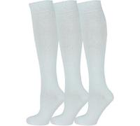 ArkXani® 3 paia di calzini alti al ginocchio da ragazza in cotone per uniformi per bambini, comode calze lunghe per il rientro a scuola, feste e uso quotidiano, età 2-14 anni, bianco, 4-7