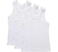 ArkXani® Canottiera bianca per ragazzi, 100% cotone, senza maniche, da indossare tutti i giorni, slim fit, casual, per il rientro a scuola, confezione da 3, bianco, 12-13 Anni