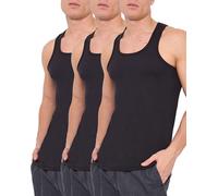 ArkXani® Confezione da 3 canottiere senza maniche da uomo, 100% cotone, vestibilità aderente, per allenamento, bodybuilding, abbigliamento atletico, da uomo, traspirante, casual, nero, S, M, L, XL e