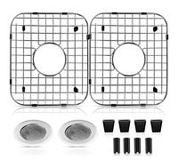 ARLBA Confezione da 2 protezioni per lavello in acciaio inox 304 per lavello da cucina con scarico centrale, 34,6 x 29,2 x 3,2 cm, griglia per lavello con 2 filtri per lavello