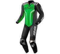 Arlen Ness Sugello Costume intero in pelle per moto, nero/grigio/verde, Taglia 50