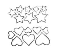 Arleysh Fustelle in metallo con sfondo a stelle e cuori, 2 pezzi, con stelle e cuori sparsi, in acciaio al carbonio, sagome intagliate per Shaker, temi galassie e saluti d'amore fai da te