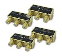 ARLI 4 interruttori DiSEqC 2/1 placcati oro - Commutatore per 2 LNB con custodia protettiva DVB-S2 UHD 4K HDTV