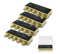 ARLI HD DiseqC - Interruttore 4 X 4/1 placcato oro, protezione dalle intemperie, 4 X SAT LNB 3D 4 K UHD distributore oro 4 X 1 4 1 4 pezzi