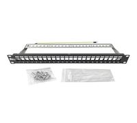 ARLI Pannello patch modulare a 24 porte per Keystone Module 1U 19 pollici, montaggio rack, compatibile CAT5 CAT6 CAT7 CAT8 LAN, nero