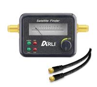 ARLI Satfinder - Satellite Finder digitale con indicatore di livello e segnale acustico + 1 m cavo di collegamento nero 135 dB 5 strati schermati connettori F dorati