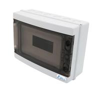 ARLI Scatola dei fusibili IP65 da parete, 12 moduli, distributore per ambienti umidi, scatola di distribuzione grigia con porta trasparente, pregoffratura in plastica, con guida e accessori inclusi