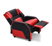 ARLIME Poltrona reclinabile per bambini, in pelle ecologica in poliuretano, con poggiapiedi, bracciolo, poggiatesta e supporto lombare, regolabile, per bambini e bambine (rosso)