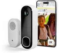 Arlo Arlo Secure, telecamera per campanello 2K, senza fili e campanello, WiFi per esterni, con sensore di movimento, telecamera di sicurezza a batteria per 6 mesi, visione notturna, prova gratuita di