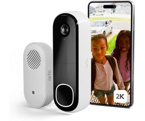 Arlo Arlo Secure, telecamera per campanello 2K, senza fili e campanello, WiFi per esterni, con sensore di movimento, telecamera di sicurezza a batteria per 6 mesi, visione notturna, prova gratuita di