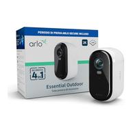 Arlo Essential 2 2K, Telecamera WiFi da Esterno Senza Fili, 6 mesi di autonomia, Visione Notturna a Colori, Illuminazione, Sirena, Audio Bidirezionale, 1 Telecamera Bianca