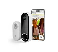 Arlo Essential 2K Videocitofono + Campanello Chime, Telecamera WiFi Esterno Senza Fili, Campanello Senza Fili da Esterno, Citofono Smart, Sensore Movimento, Sirena, Prova Inclusa Secure App, Bianco