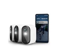 Arlo Essential 3 XL Telecamera WiFi Esterno Senza Fili, 2K, Telecamera WiFi Interno, Batteria Da 24 Mesi*, Sirena Allarme Casa, Sensore Di Movimento, Prova Inclusa Secure, 3 Telecamere, Bianche