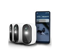 Arlo Essential 3 HD, videocamera WiFi esterna, batteria 6 mesi, visione notturna a colori, luce, sirena, audio bidirezionale, 3 camere bianche