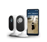 Arlo Essential 3 Indoor 2K, videocamera WiFi interna per animali, visione notturna, audio bidirezionale, otturatore lente, 2 camere bianche