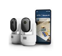 Arlo Essential 3 Indoor HD PTZ, videocamera WiFi interna, visione notturna, audio bidirezionale, otturatore lente, 2 camere bianche