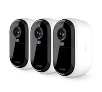 arlo Essential Outdoor HD Security Camera (2a generazione) - Confezione da 3 - Video HD 1080p, telecamera wireless per esterni e interni, faretto integrato, visione notturna a colori, installazione