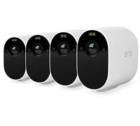 Arlo Essential Telecamera WiFi Esterno Senza Fili, Telecamera WiFi Interno, 1080p HD, Visione Notturna, Sirena, Allarme Casa, Sensore Di Movimento, Prova Inlcusa Arlo Secure, 4 Telecamere, Bianche