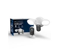 Arlo Floodlight 2K & Essential 3 Indoor 2K, Telecamera Wi-Fi da esterno, resistente alle intemperie, visione notturna a colori, sirena d’allarme, fino a 2000 lumen, prova gratuita di Arlo Secure