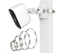Arlo Pole Mount, staffa di montaggio per Arlo Pro 2, Arlo Pro 3, Arlo Ultra, Arlo Essential, Ring Reolink Eufy, per tubi da 5 a 8 pollici senza punzonatura (bianco, 1 pezzo)