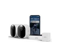 Arlo Pro 6 Telecamera WiFi Esterno Senza Fili, 2K+ HDR, rilevamento AI, visione notturna a colori, compatibile con Alexa, Prova Inclusa Secure, 2 telecamere + 1 batteria aggiuntiva e caricatore doppio