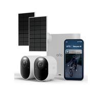 Arlo Ultra 3 Telecamera di sicurezza per esterni wireless, 4K UHD, rilevamento AI, tracciamento automatico, visione notturna a colori, Smarthub per archiviazione locale, prova sicura inclusa, 2