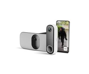 Arlo Videocitofono Wireless HD e Telecamera con Faretto 2K WiFi Nera - Protezione Intelligente per la Casa, Visione Notturna, Rilevamento del Movimento, Audio Bidirezionale, Compatibile con Alexa
