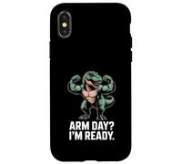 Arm Day I'm Ready Dinosaur Workout - Motivazione in palestra Custodia per iPhone X/XS