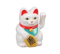 Arm Waving Fortune Cat, Solar Forty Cat Maneki Neko Feng Shui Deuration per Ornamenti per Auto da casa (Siediti Bianco Dritto)