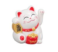 Arm Waving Fortune Cat, Solar Forty Cat Maneki Neko Feng Shui Deuration per Ornamenti per Auto da casa (Siediti Bianchi lateralmente)
