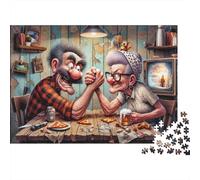 Arm Wrestling Duel Puzzle Da 1000 Pezzi Old Couple Fun in Cartone Spessore Per Appassionati Tempo Libero Decorare Casa Interlocking Set Completo 38x26cm/1000pcs