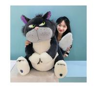 ARMAAN 30-80cm Lucifero Gatto Peluche Animali Morbidi Peluche per Bambini Adolescenti, Lavabile Compagno Bambola Peluche per Ragazzi Ragazze per Compleanno Natale San Valentino Regali,Grey-80cm