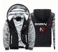 ARMAAN Felpa Cappuccio Uomo, Giacche Cerniera Foderate In Pile Per Mass Effect N7, Cappotti Caldi E Spessi A Maniche Lunghe Cerniera Completa, Felpa Cappuccio Autunno-inverno Tasche,Color C-4x_l