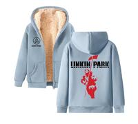 ARMAAN Felpe Cappuccio Cerniera Uomo, Giacche Invernali in Pile Caldo Foderate in Pile, Felpa Invernale Casual a Maniche Lunghe per Linkin Park, Felpe Leggere Larghe e Capispalla,Blue-5x_l