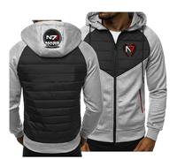 ARMAAN Felpe Cappuccio Uomo Cerniera Completa, Felpe Casual alla Moda A Maniche Lunghe con Tasche Multiple per Mass Effect N7, Giacche Sportive Calde E Accoglienti per Autunno Inverno,Grey2-m