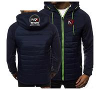 ARMAAN Felpe Cappuccio Uomo Cerniera Completa, Felpe Casual alla Moda A Maniche Lunghe con Tasche Multiple per Mass Effect N7, Giacche Sportive Calde E Accoglienti per Autunno Inverno,Blue-4x_l