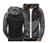 ARMAAN Felpe Cappuccio Uomo Cerniera Completa, Felpe Casual alla Moda A Maniche Lunghe con Tasche Multiple per Mass Effect N7, Giacche Sportive Calde E Accoglienti per Autunno Inverno,Grey1-x_l