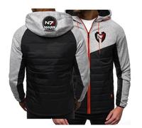 ARMAAN Felpe Cappuccio Uomo Cerniera Completa, Felpe Casual alla Moda A Maniche Lunghe con Tasche Multiple per Mass Effect N7, Giacche Sportive Calde E Accoglienti per Autunno Inverno,Grey3-m